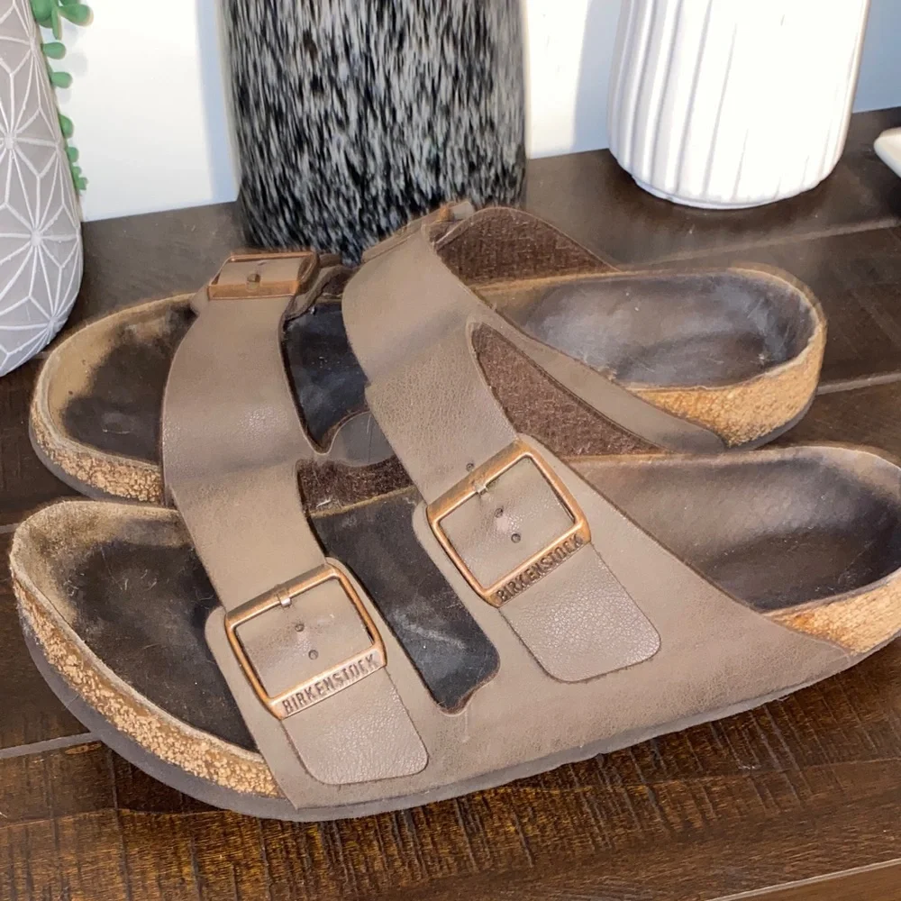 Birkenstock Brown Two-Strap Cork Footbed Sandals